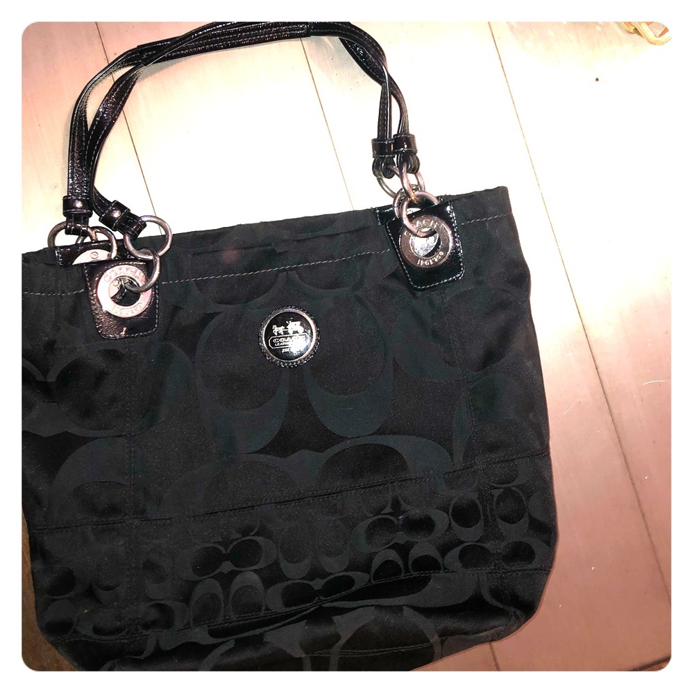 Black Authentic Coach Bag Large w Silver Hardware